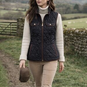 Banana Republic Quilted Vest, Black Brown Gold, size XS